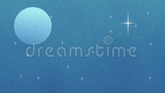 复古卡通风格的满月和闪烁的星星视频的预览图