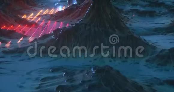 一部充满色彩山脉和行星的科幻外星土地的动画视频的预览图
