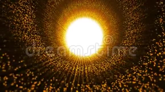 有灯光和粒子的金色魅力隧道视频的预览图