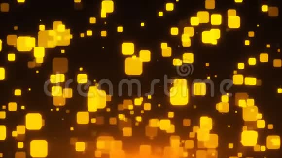 金色闪耀的方块在太空中假日3d渲染背景金色爆炸纸屑视频的预览图