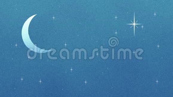 月牙和闪烁的星在复古漫画风格视频的预览图