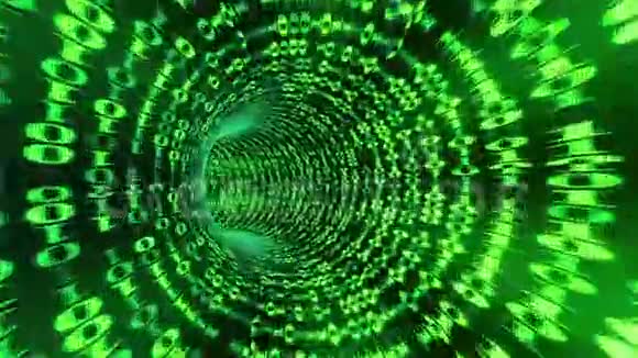 二进制代码隧道循环动画绿色视频的预览图