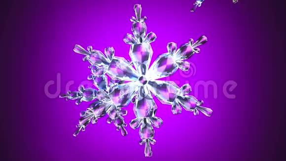 紫色背景上清晰的雪晶视频的预览图