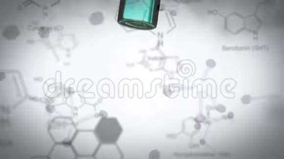 实验室烧杯下落数据和前景中化合物的结构公式视频的预览图