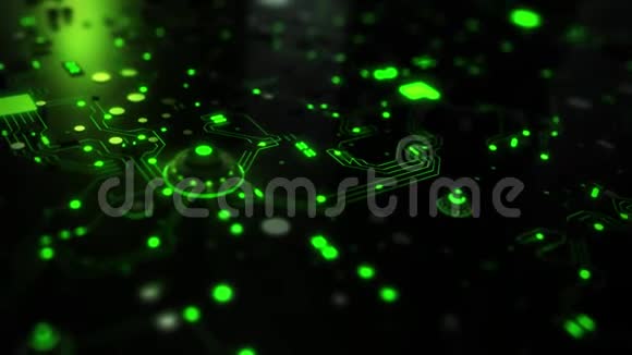 3D绿色SCIFiCPU线路板内部标志背景视频的预览图