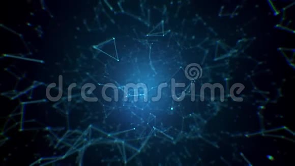 蓝色技术抽象背景技术抽象几何背景丛动抽象装饰三维渲染芬达视频的预览图