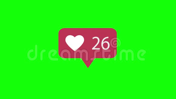 动画4K绿色背景上的粉红色图标就像数社交媒体喜欢12k视频的预览图