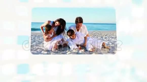 一家人在海滩上享受夏天视频的预览图