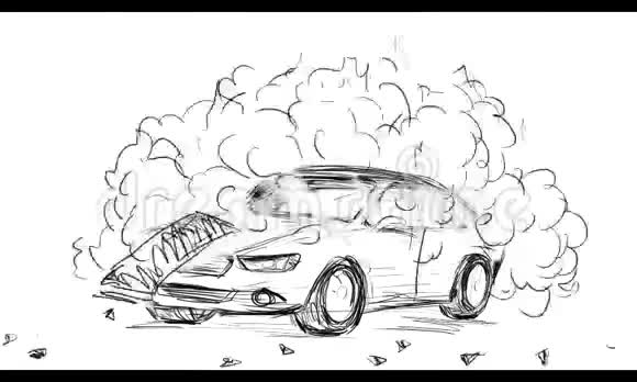 汽车爆炸大爆炸绘图2D动画视频的预览图