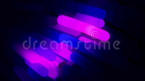 抽象的霓虹灯蓝色和粉红色内衬在黑色背景上无休止地移动动画鲜艳的线条视频的预览图
