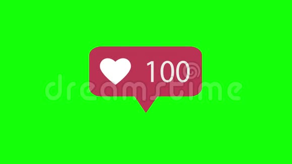 动画4K绿色背景上的粉红色图标就像数社交媒体1100k点赞视频的预览图