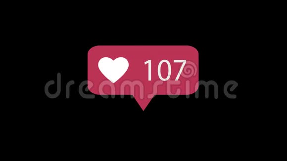 动画4K粉红色像黑色背景上的图标就像数社交媒体喜欢150k视频的预览图