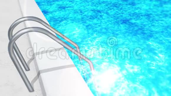 带楼梯的游泳池美丽的豪华游泳池暑假的概念放松和愈合循环动画视频的预览图