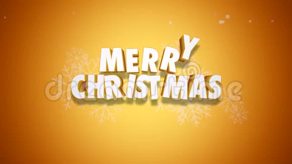 动画特写圣诞快乐短信和带有黄色背景礼盒的圣诞老人视频的预览图