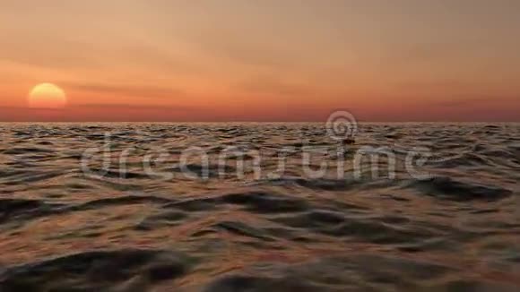 在日落时飞越海洋并起飞视频的预览图