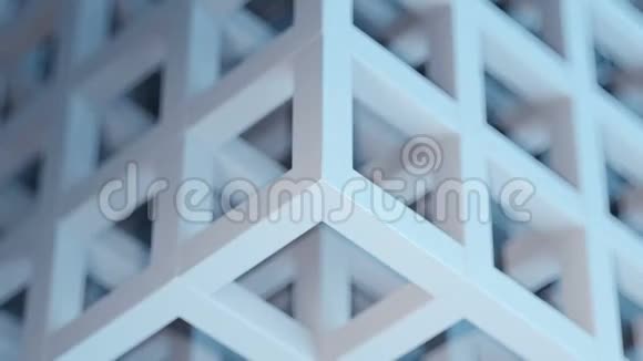 3D抽象灰蓝色立方拼图背景循环视频的预览图
