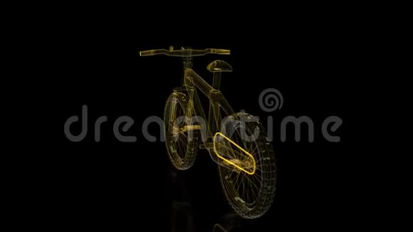 自行车线架x射线旋转黑色背景旋转无缝环三维数字技术可视化视频的预览图