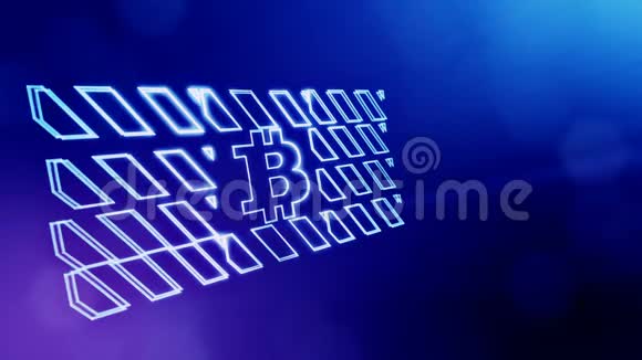 比特币在禁止标志上的标志金融背景由辉光粒子作为图像全息图三维环视频的预览图