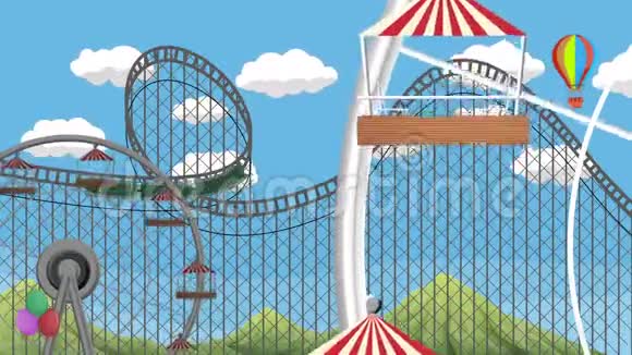 游乐园巨型车轮和过山车视频的预览图
