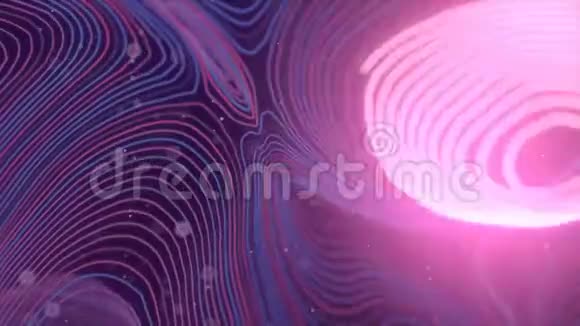 粉红色变形波浪线带有橙色运动发光元素实地深度3D渲染循环动画4KUHD视频的预览图