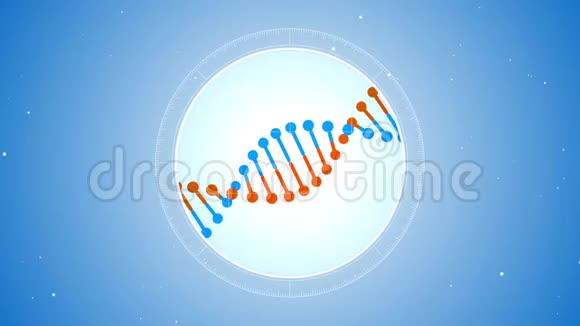 旋转蓝橙DNA分子从未来的视角进入显微镜视频的预览图