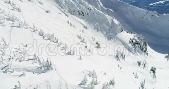 滑雪者在雪山滑雪4k视频的预览图