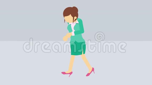 女商人跑去工作空的现代化办公室工作空间商业成功的概念平面设计循环动画视频的预览图