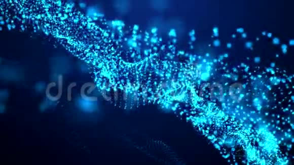 抽象背景有机运动中的蓝光粒子视频的预览图