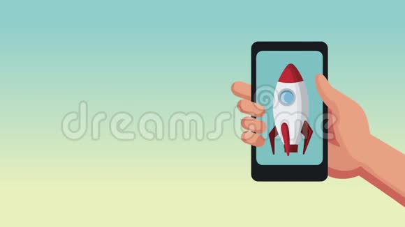 智能手机与空间火箭高清动画视频的预览图