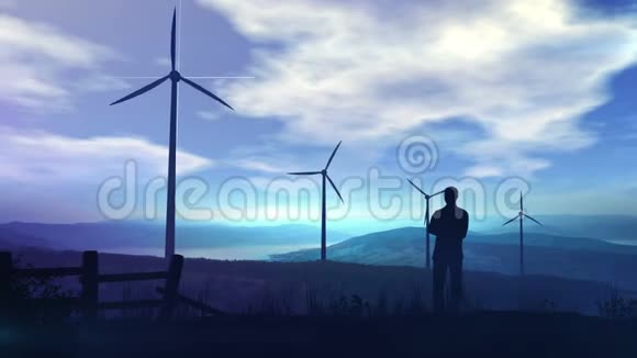 风力涡轮机背景下的环境信息图表视频的预览图