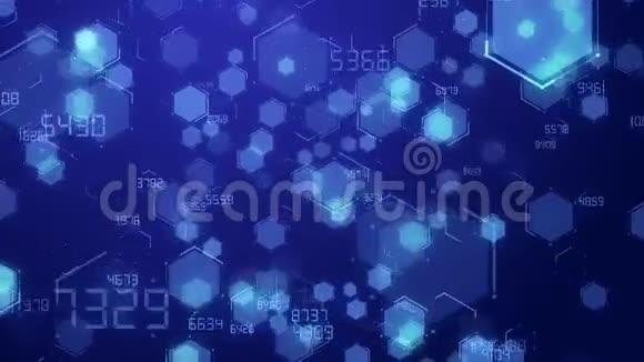 抽象蓝色六角蜂窝数字技术背景代号未来表面视频的预览图