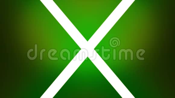 霓虹灯字母X字母在深绿色和黑色背景上运动抽象的白色霓虹灯符号构成几何视频的预览图