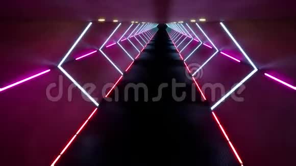 未来的隧道与明亮的霓虹灯3无缝镜头视频的预览图