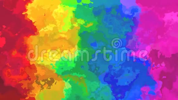 抽象的动画彩色的彩色背景无缝的循环视频水彩画效果充满活力的彩虹全彩色光谱视频的预览图