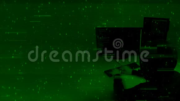 快速手黑客程序员输入键盘数据绿色背景视频的预览图