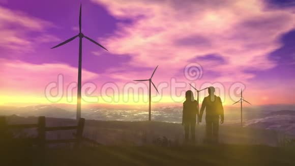 风力涡轮机背景下的生态信息图表视频的预览图