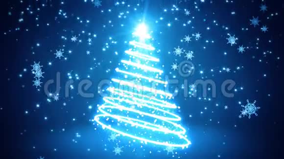 蓝色的发光条纹圣诞树视频的预览图