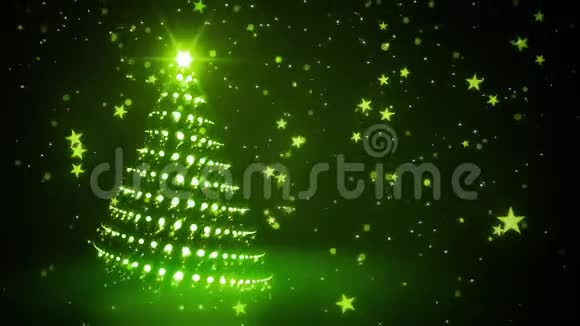绿色闪闪发光的圣诞树视频的预览图