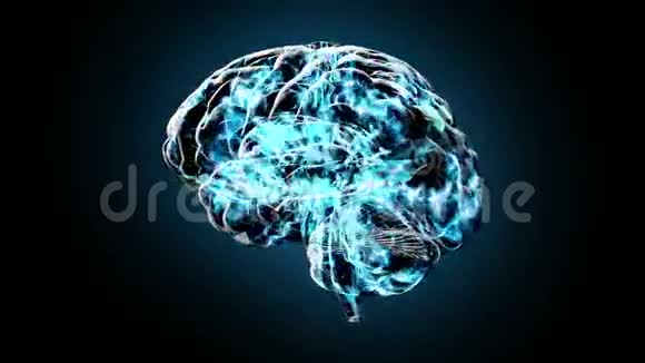 旋转的人脑带电思考头脑风暴101高清视频的预览图
