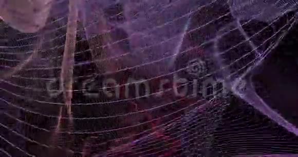 黑色背景上彩色抽象网格线3D背景动画视频的预览图