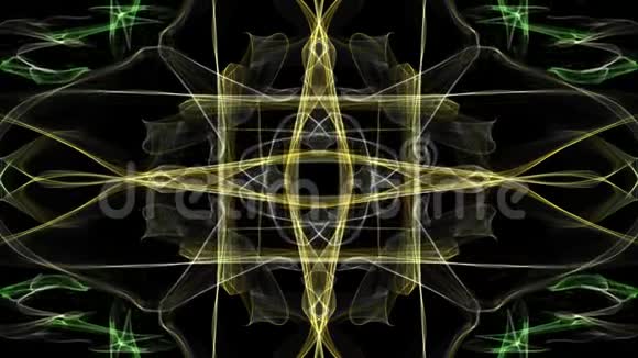 抽象分形信息黄色图案形状的十字形隧道环运动良好的视频装饰视频的预览图