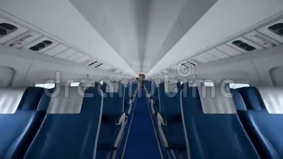 现代飞机的内部乘客在座位上现代飞机内部空座椅视频的预览图