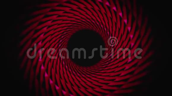 红色旋转移动隧道在黑色背景无缝循环动画隧道抽象彩色动画视频的预览图