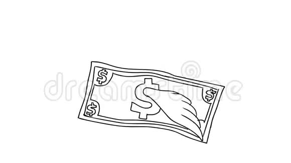 美元纸币与绘图2D动画视频的预览图