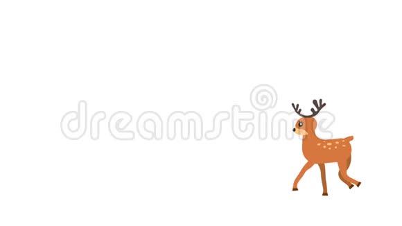 卡通舞者鹿行走动画与可选的卢马哑光包括阿尔法卢马马特视频的预览图