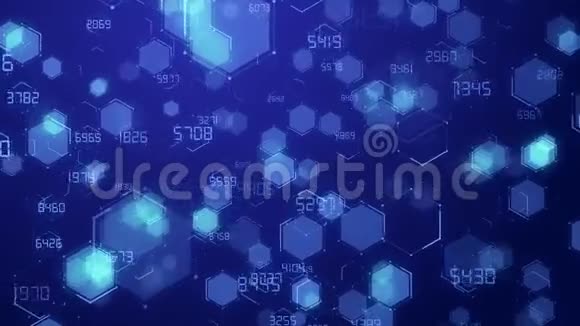 抽象蓝色六角蜂窝数字技术背景代号未来表面视频的预览图