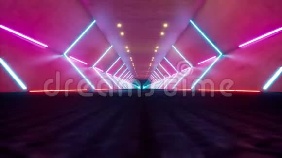 未来隧道与霓虹灯3现实无缝镜头视频的预览图