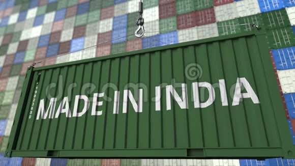 装载集装箱与印度制造字幕印度进出口相关可循环动画视频的预览图