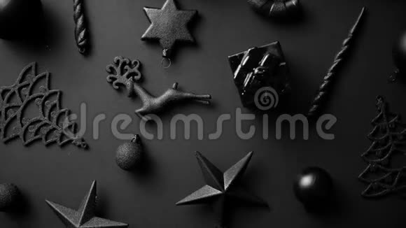 圣诞节简约简单的黑色垫子构图视频的预览图