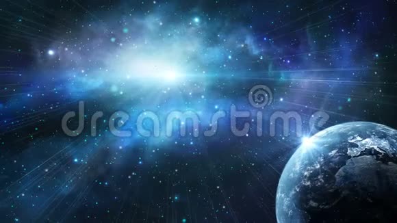 太空场景有蓝色星云的地球行星美国宇航局提供的元素3D级视频的预览图